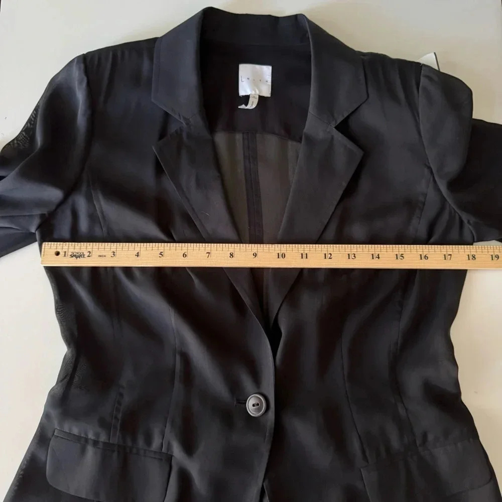 Leith Silk Sheer Long Single Button Blazer with Shoulder Pads Women’s size Small - Picture 14 of 14